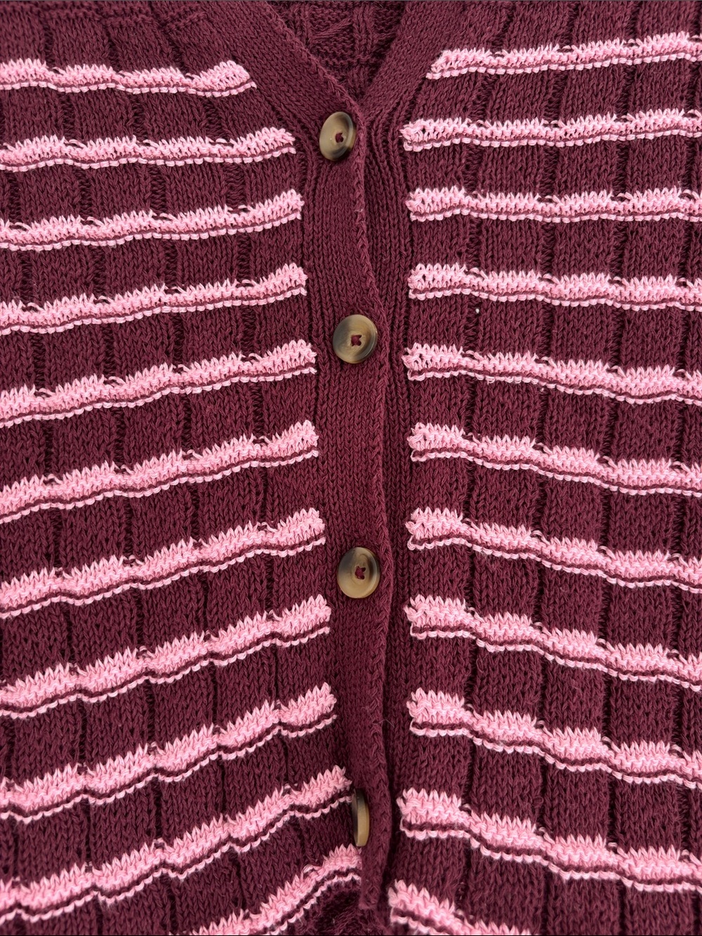 Urban Outfitters Burgundy and Pink Striped Knit Polo - Picture 3 of 4